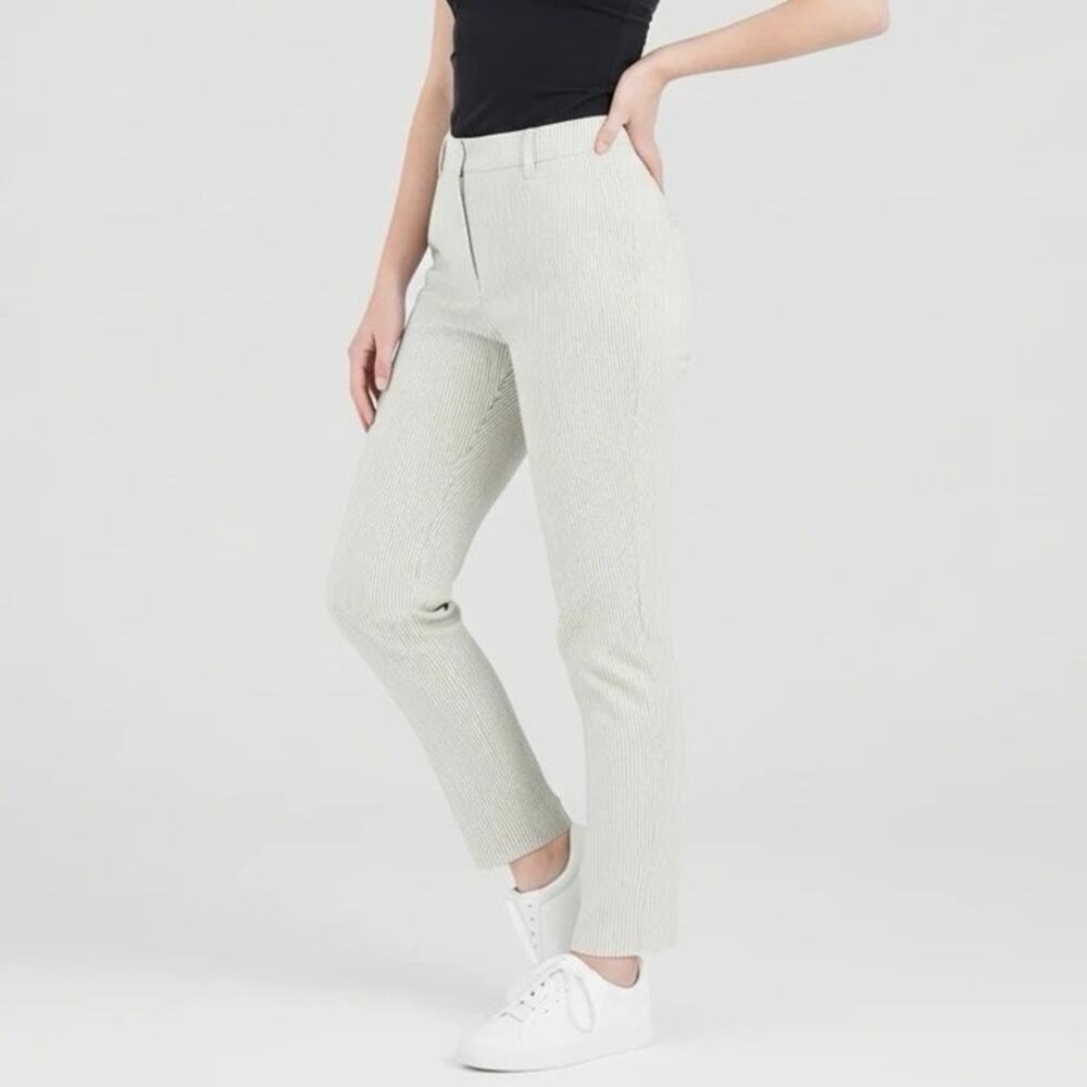 dįp Off White Stripped Size 12 Beige/Cream Pull-On Ankle Pants